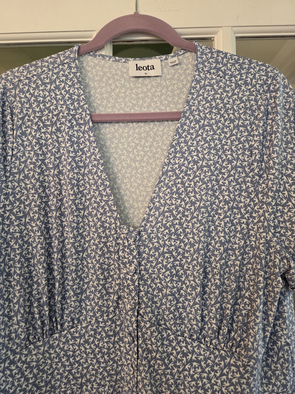 Leota Light Blue Bird Midi Dress - Size 1X - Picture 9 of 10
